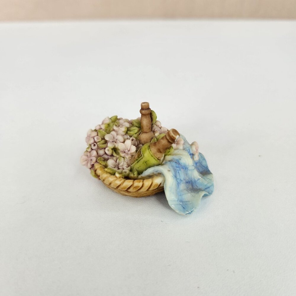 VINTAGE GANZ Little Cheesers #05211 Wine and Flower Food Basket Accessory 1991